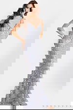 Sparkling V-neck gown with fitted silhouette