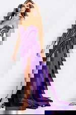 Purple evening dress with swirl beading 49226