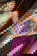 Elegant beaded corset ball gown with high slit