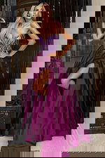 Formal strapless satin gown with full skirt