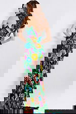 multi color fitted v back dress 49234