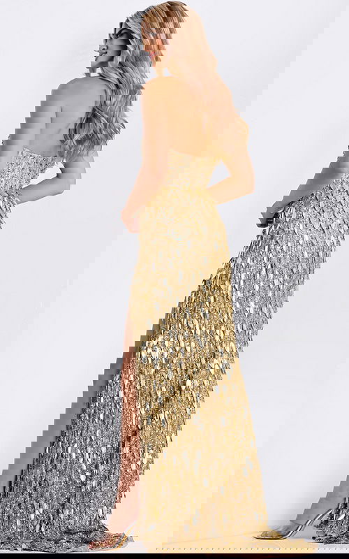 Glamorous strapless gold prom gown