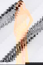 Glittering corset gown with thigh slit