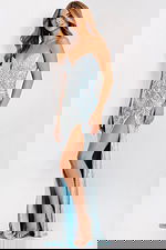 Beaded fitted gown with geometric pattern 49248