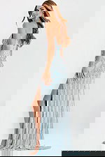 back of beaded high slit dress 49248