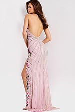 back of pink beaded dress