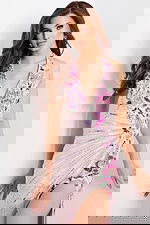 Pink floral embellished gown with slit 49254