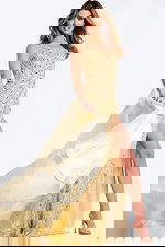 Beaded gold sweetheart prom gown