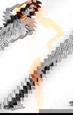 Halter sequin prom dress with thigh-high slit