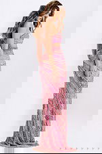 back of embellished pink dress