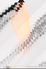 Sequin corset prom dress with beaded bodice