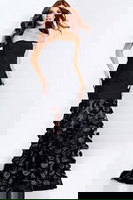 strapless black beaded dress 49344