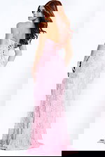 strapless lace pink dress 49352