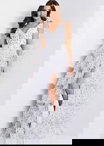 white poko dress with high slit 49358