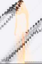 Strapless sequin prom dress with floral appliqué