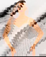 Evening dress with spaghetti straps and sequin embellishments