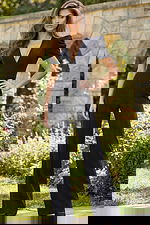 Elegant V Neck Tailored Jumpsuit With Puff Sleeves