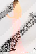 V neck beaded gown with shimmering pattern