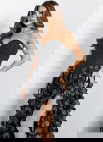 black beaded corset bodice dress 49384