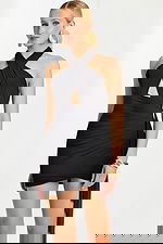 halter neckline fitted dress with keyhole bust 49413