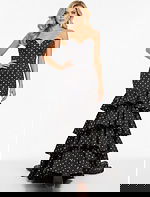 Black sweetheart neckline dress with ruffles 49419