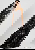 sweetheart neckline black layered dress 49419