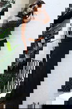 Jovani 49439 black one shoulder prom dress front view showing fully beaded corset bodice with waist cutouts and fitted jersey mermaid skirt with sweep train