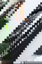 Jovani 49439 black one shoulder fitted prom dress with beaded bodice, lace up corset back, draped shoulder sash, and jersey mermaid skirt with sweep train