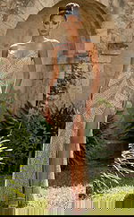 v neckline beaded high slit dress 49452