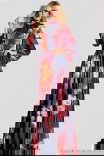 high neck long sleeves print dress 49464