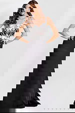 black and white v neckline dress 49465