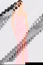 Sweetheart neckline sequin gown with straps