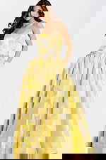 Strapless Jacquard Ball Gown With Bows