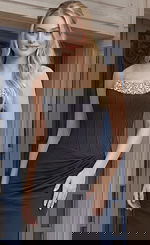 strapless fitted gown with crystal trimmed neckline and sleek shape