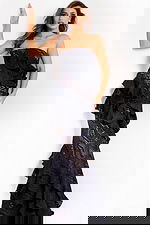 Strapless mermaid dress with lace cutout details