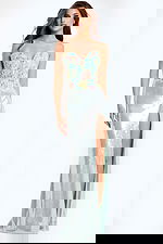 Elegant Fitted Sequin Prom Gown With Flowers