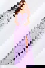 plunging neckline high slit dress 49628