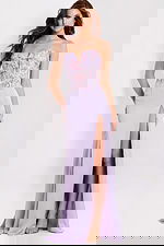 floral high slit lilac dress 49629