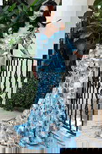 long sleeves floral mother of the bride dress 49635