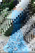 back of long sleeve mother of the bride dress 49635