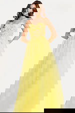 Strapless Floral Embellished Tulle Gown