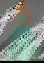 Tiered Floral Gown With Sweetheart Cutout 49777 - Image 4