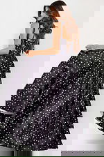 black poko dot dress with lace up back 49774