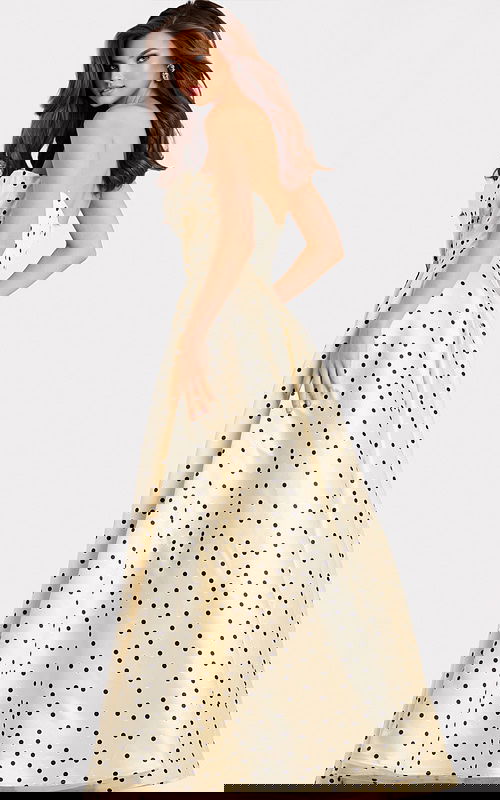 Polka Dot Strapless Prom Dress