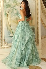 green tiered ball gown 49777