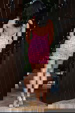 Textured halter mini dress with open back