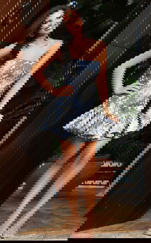 strapless floral fit and flare dress 49804