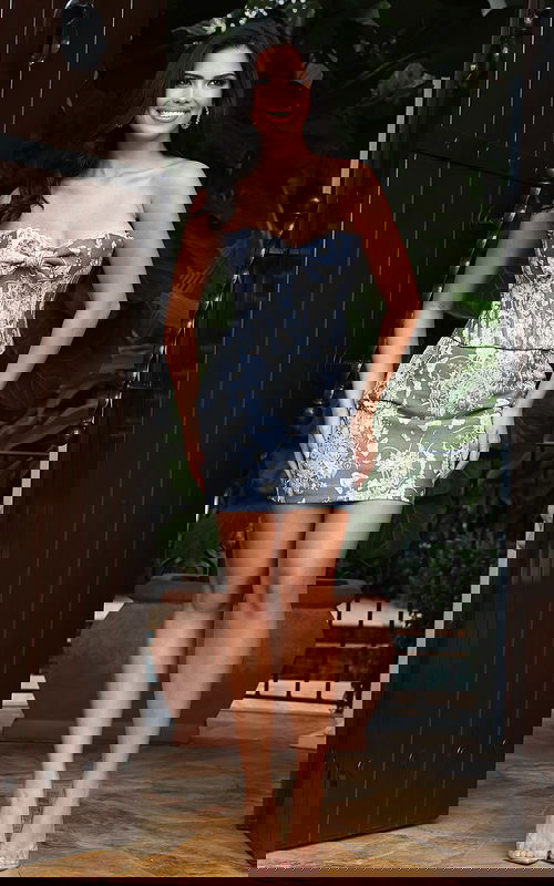 short fitted dress with bow detail on the bust 49805