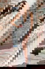 deep v neckline halter white and silver dress 49812