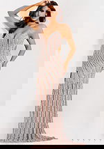 Elegant strapless prom dress with shimmer finish